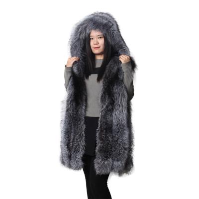 China Fashion Size Fox Fur Waistcoat Silver Fox Casual Hooded Customizable Waistcoat Wholesale Custom Real Fur Breathable Vest for sale