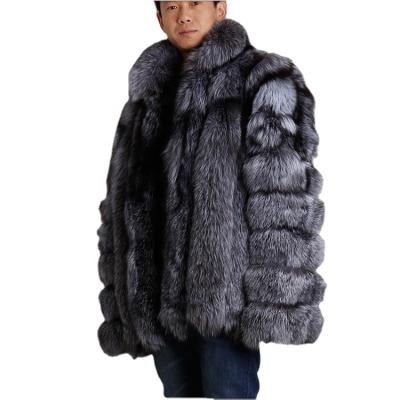 China ALICEFUR Men's Medium Jacket Size ALICEFUR Long Natural Silver Fox Fur Coat High Quality Plus Coat For Men for sale