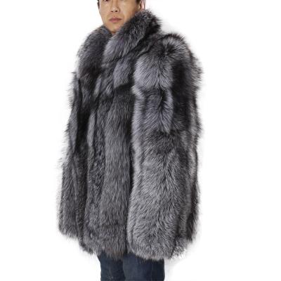 China Plus Size OEM Wholesale Real Fox Fur Coat Mens Genuine Fox Fur Collar Winter Coat for sale