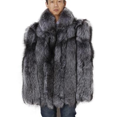 China China Supplier Men Anti-Shrink Fur Coat Men's Real Fur Coat Winter Silver Fox/Silver Fox for sale