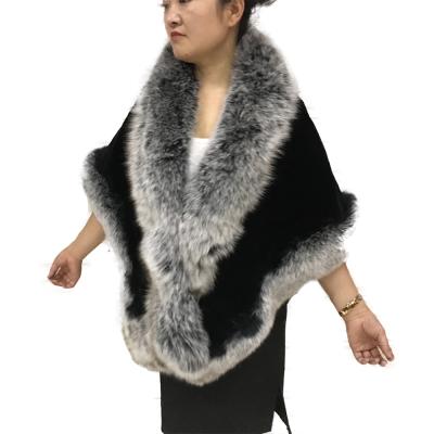 China Scarf or shawl winter fashion rex rabbit fur wraps custom color real fox fur shawl for women for sale