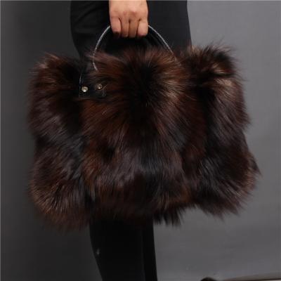 China Wholesale Fox Fur Woman Handbag Vintage Women Fur Shoulder Bags Real Fur Luxury Manufacturers for sale