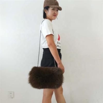 China Hot wholesale luxury handmade ALICEFUR women leather real fox fur handbag purse for sale for sale