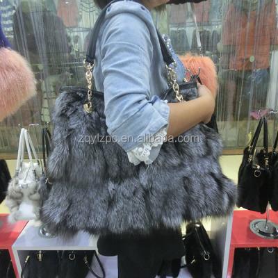 China 2015 New Shoulder Fashion Fur Anti-Shrink Bags/Winter Women's Silver Fox Fur Bag True for sale