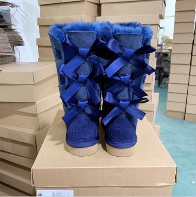 China Fashion Anti-slippery Inside Outside Real Fur Boots Women Winter Warm Flat Leather Snow Warm Snow Boots for sale