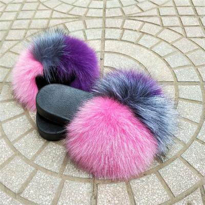 China ALICEFUR Logo Custom Real Genuine Fur Slippers Women Anti-slippery Wholesale Fur Slippers For Sale for sale