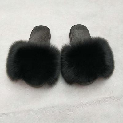 China ALICEFUR Anti-Slippery Colorful Women Real Fox Fur Slides Slippers Natural Fur Sandals With Fluffy Fur for sale