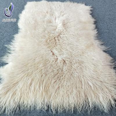 China Nature Factory Supply 120x60cm Lamb Fur Platter Goat Fur Blanket Direct Mongolian Sheepskin for sale