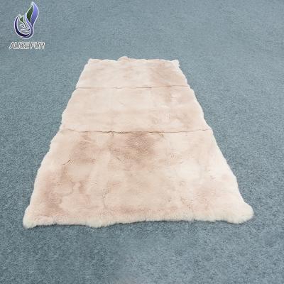 China Garment Low Price Real Fur Skin Baby Natural Rex Rabbit Blanket For Living Room Fur Blanket Bed for sale