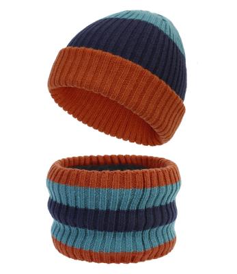 China COMMON Good Quality Mutil-colorful Winter Cute Beanie Knitted Hat and Scarf Set for Kids for sale