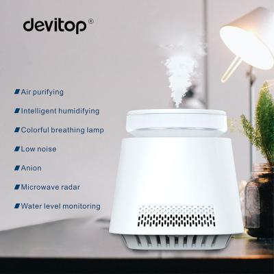 China Car Hepa Filter Air Purifier and Desktop Humidifier 2 in 1 Maker Cool Lights Colorful Anion Night Mist Humidificador for sale