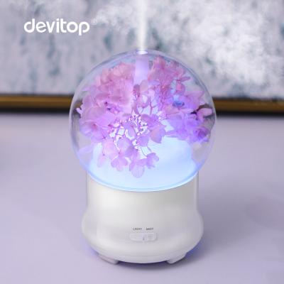 China Household Car Ultrasonic Aroma Diffuser Preserved Flowers Design Fragrance Diffuser for sale