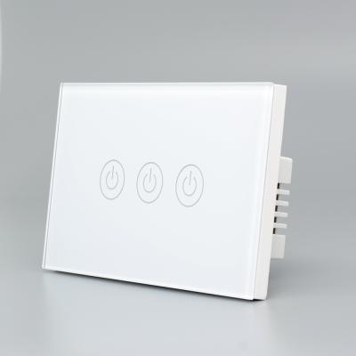 China UL94V-0 PC + Tempered Glass X713K 3gang Touch 118 Type Tuya Zigbee Lamp Switch for sale