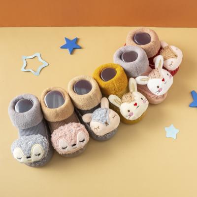 China Round Baby Sock Shoes 2022 New Design Infant Girls Boys Indoor Winter Floor Sock Breathable Thick Warm Baby Shoes Socks For Kid for sale