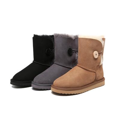 China Fashion trend women's leather snow boots high winter water resistant half fur lined snow boots elegant ladies plush snow boots woman in stock for sale