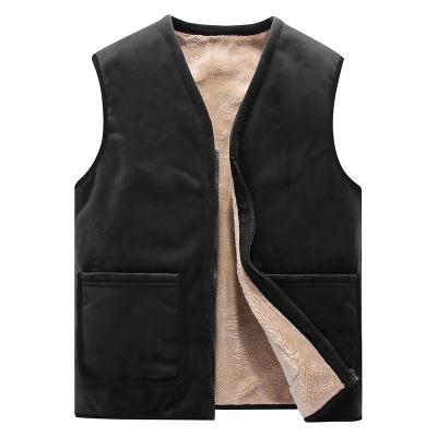 China Thermal Storage To Keep Line Shorn Vest Lightweight OEM Custom Men's Vest Warm/Soft Winter Fabric Thicken Warm Pure Color Collar Cotton Sleeveless Vest for sale