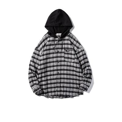 China Wholesale Casual Oversize Men's Pullover Anti-Pilling Stable Supply Hoodies Black White Plaid Hoodie for sale