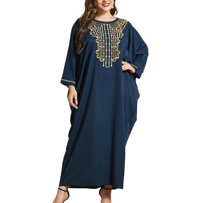 China Plus Size Plus Size Women's Dresses Bat Sleeve Waist Dress New Arrival Comfortable Muslim Abaya Dresses for sale