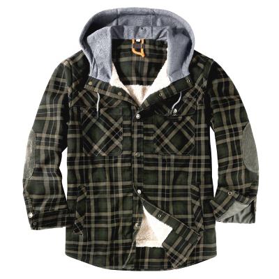 China Anti-pilling Men's Outdoor Vintage Sherpa Striped Long Sleeve Button Down Flannel Plaid Thickened Shirt Jackets for sale