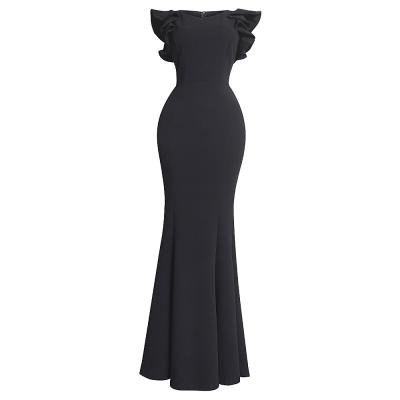 China amazon hot sale Anti-wrinkle plus size black prom dresses classy formal dresses party evening maxis dress women for sale