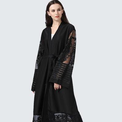 China 2022Spring Luxury Hot Sale Jacket Dress Women Solid Colored Lace High Quality Abaya Cotton Tank Top Muslim Dress Ethnic Loungewear for sale