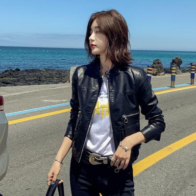 China 2022 Springs Outwear Best Selling Breathable Biker Punk Coat Black Women PU Casual Leather Jacket for sale