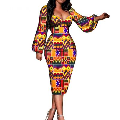 China Hot sale african slim fit elegant print wear dashiki shirt plus size dresses 4xl 5xl 6xl 7xl luxury knit women african clothing dress for sale