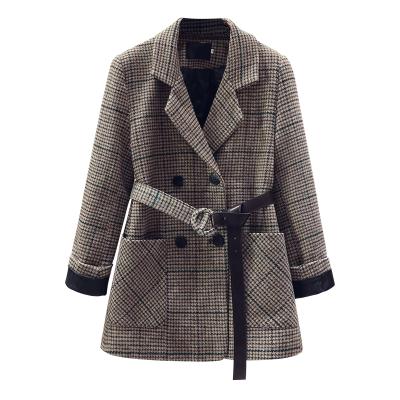 China Korea Style Warm Plaid Anti-wrinkle Cross Sale Office Wear Elegant Women Coat Winter Jackets for sale