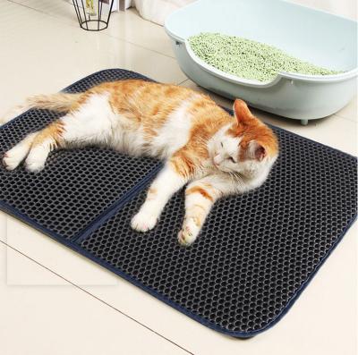 China Viable Foldable Urine Waterproof Garbage Trapping Mat Honeycomb Double Layer Pet Cat Litter Mat for sale