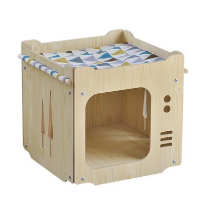 China Viable Luxury Solid Wood Wooden Villa Pet Display Cage Pet Breeding Cage Cat House for sale