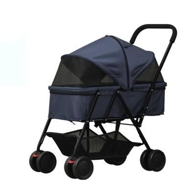 China Wholesale Viable Portable 2 Section Net Canopy Pet Portable Baby Strollers Travel Carrier Pet Stroller For Sale for sale