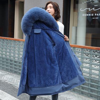 China Anti-wrinkle 2021 Hooded Collar Thick Section Winter Women's Warm Coats Fur Jackets Snow Long Coat for sale