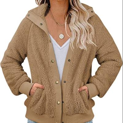 China Anti-Wrinkle Outwear Women's Sherpa Jacket Fleece Winter Fluffy Teddy Bear Coats Fuzzy Warm Button Women's Coats for sale