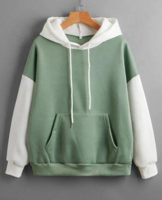 China Anti-Wrinkle Women Sweatshirt Colorblock Drawstring Pocket Hoodie for sale