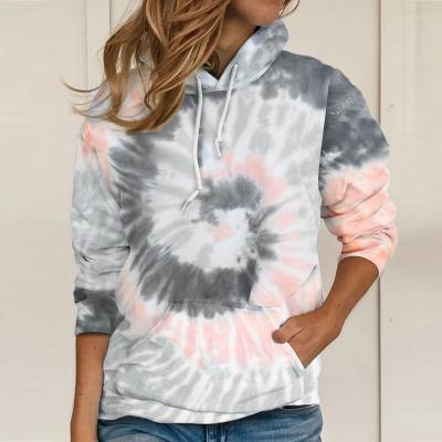 China Wholesale Anti-wrinkle Woman Hoodies Sweatshirts Tie Dye Pattern Pullover Hoodie Women's Hoodies for sale