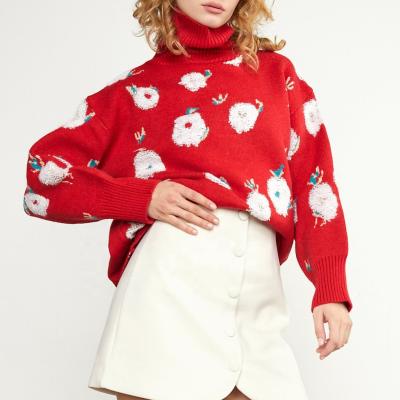 China wholesale Anti-wrinkle Women's Turtle Neck Knit Loose Petal Oversize Sweater Sweater Top Mid Length Women for sale