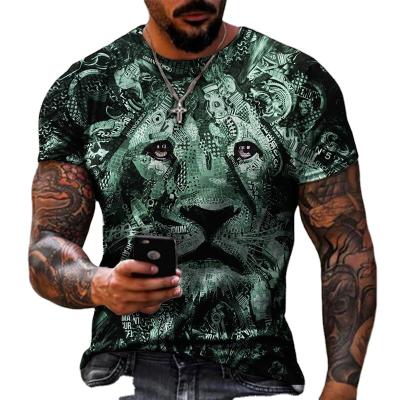 China Anti-wrinkle Cotton High Quality Tiger Print Men's T-shirt Loose Over Size Round Neck Short Sleeve Shirts for sale