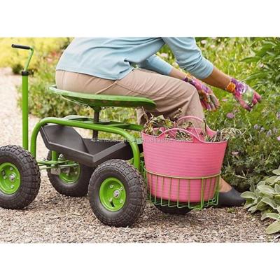 China Easy Roll For Garden Labor 4 Wheels Garden Work Seat Cart for sale