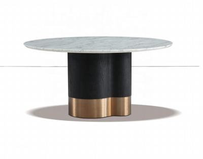 China Hot Sale Modern Design Simple Marble Round Dining Table Kitchen Guest Dining Room Suitable For Modern Style With Metal Feet for sale