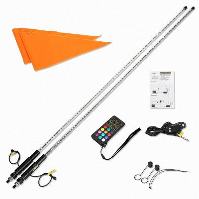 China LED 4FT Aluminum Hunting Whip Lights Transparent Lighted Whips with RGB Dancing Remote Control Antenna Whips Flagpole for sale