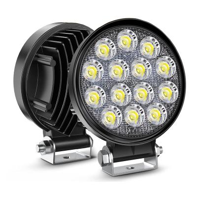 China LED Pods 42W Round Spot Flood Diecast Aluminum Off Road Housing Fog Lights Driving Roof LED Work Light Bar For ATV UTV SUV Truck Boat for sale