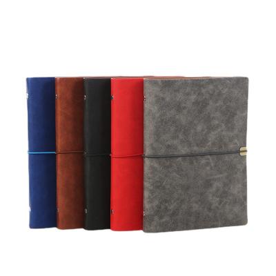 China PU Strap 6 Ring Binder Soft Cover With High Quality Eco-friendly Paper A5 Notebook Leather Loose-leaf Refillable Inner Pages PU Strap Elastic Diary Notebook for sale