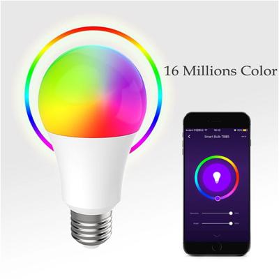 China Tuya Google Home Alexa Enabled 9W RGB Dimmable E27 WiFi Smart Residential Remote Control Light Lamp Led Bulb for sale