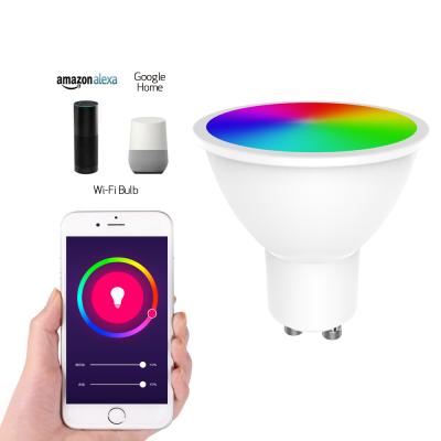 China Residential RGBCW Dimmable GU10 Wifi Smart Bulb Led Spotlight Compatible With Alexa Google Home Smart WiFi Bulb for sale