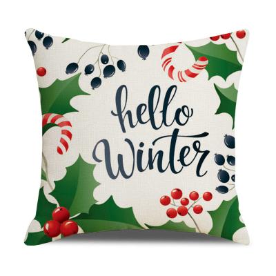 China Green Anti-Static Christmas Series Pillow Case Cartoon Printed Pillow Cover Home Furniture Sofa Linen Cushion for sale