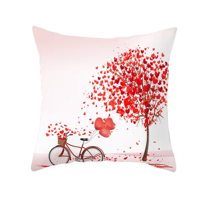 China Love tree series peach anti-static pillowcase for Valentine's Day sofa pillowcase fabric explosive home art for sale