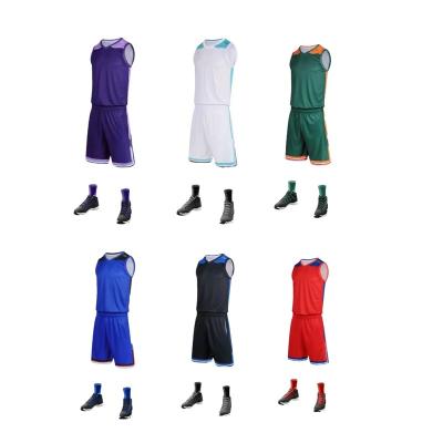 China Breathable Wholesale Custom Print Logo Team Sports Suit Basketball Suit For Men for sale