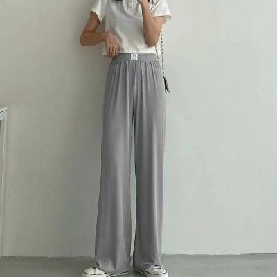 China Anti-Wrinkle Summer Ice Silk Straight Waist Wide Leg Pants Casual Sports Tracksuit Sports Pants Women for sale