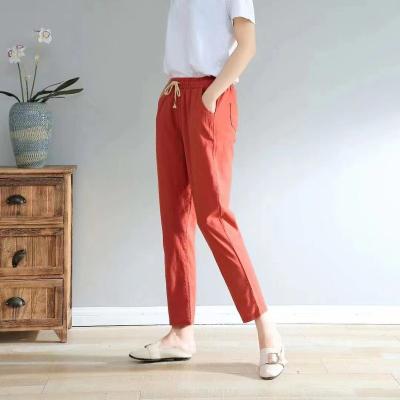 China high quality Anti-wrinkle cotton and leisure ladies linen pants for sale