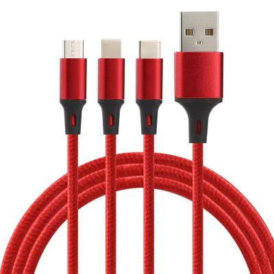 China Factory Price MP3/MP4 Player 3 in 1 Cable Multi Quality Data USB Fast Charging Cable For iPhone Type C for sale